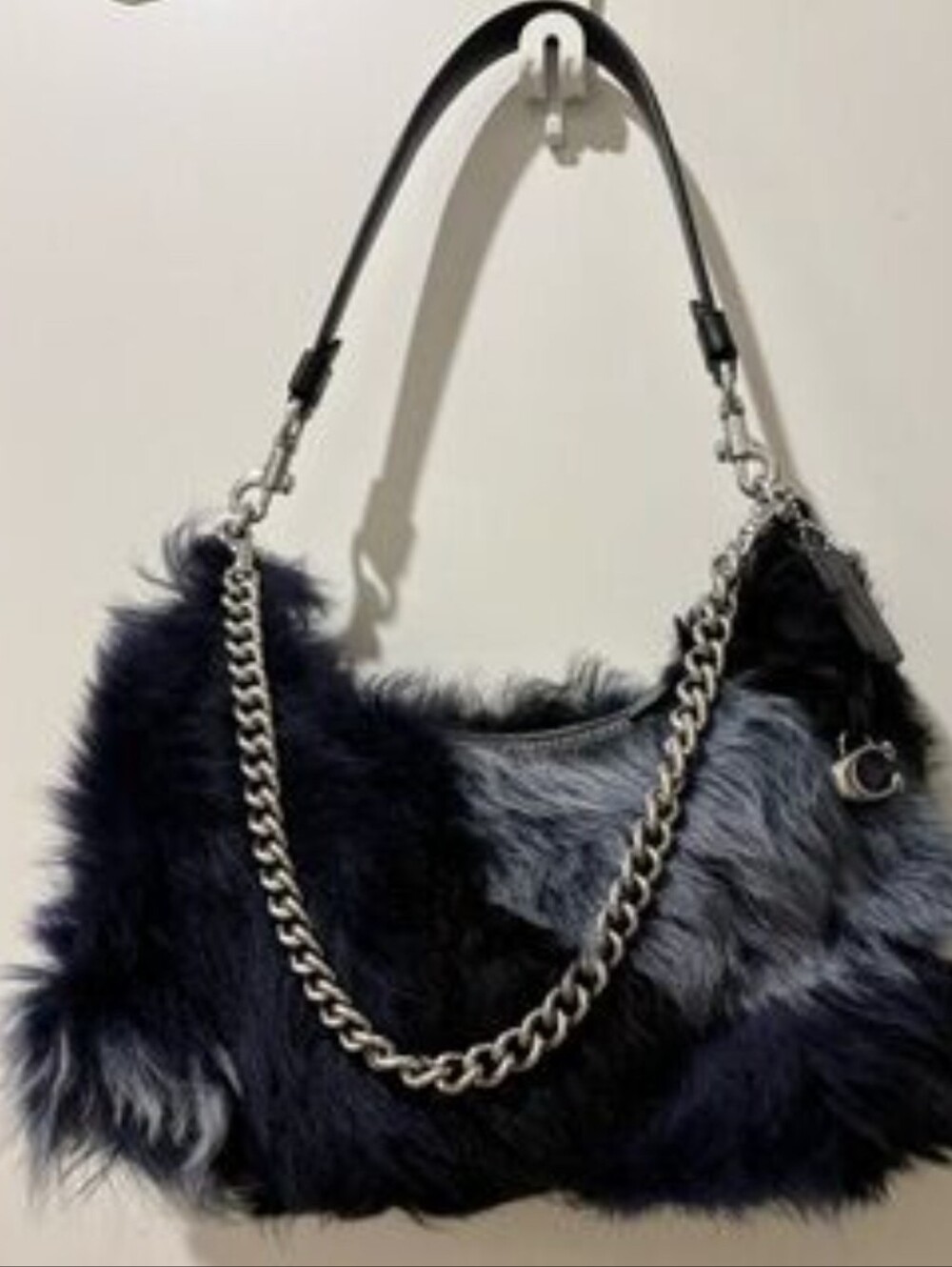 Coach Juliete 25 Shearling Shoulder Bag with Chain Strap & Silver Cherries - Picture 5 of 6